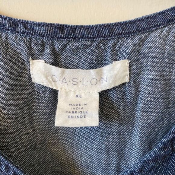 Caslon-Chambray Tie Shoulder Sleeveless Top - Picture 8 of 8